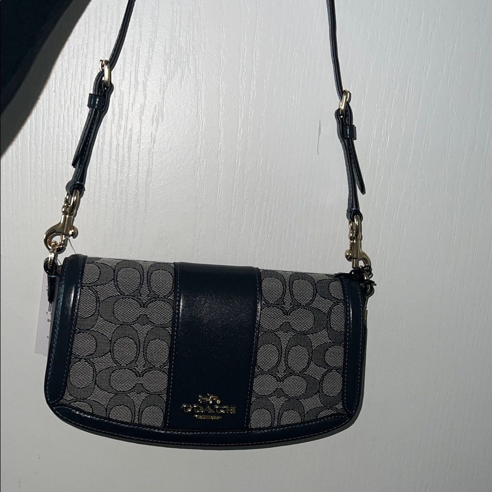 Coach Black and Gray Signature Shoulder Bag
